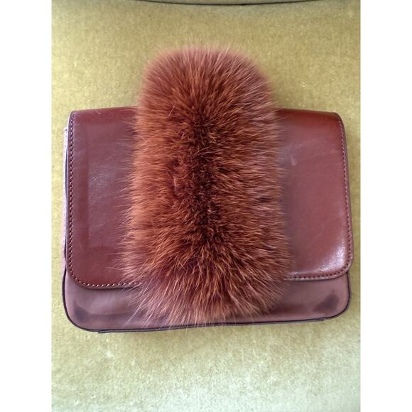 Loeffler Randall Rust Red Faux Fur Crossbody Bag - Picture 1 of 7